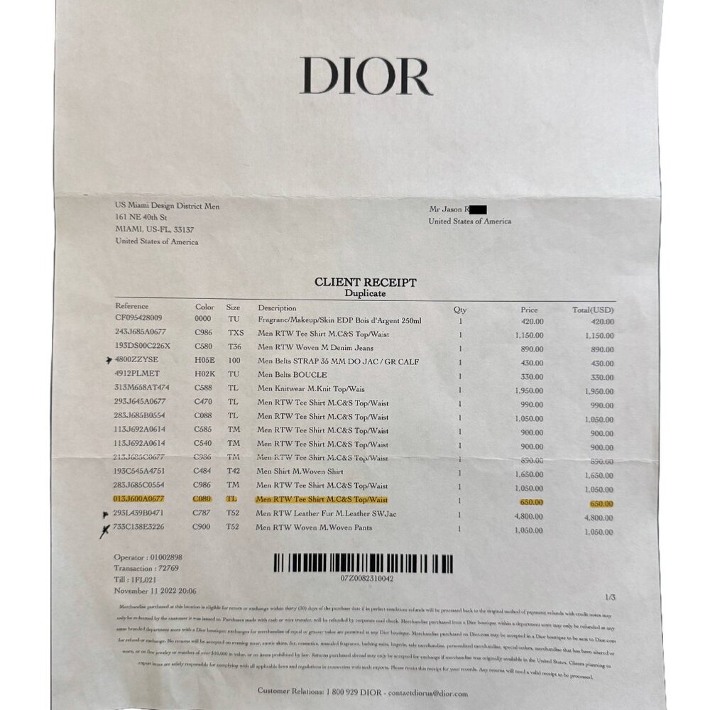 Authentic DIOR Men's White Tee Shirt - Picture 5 of 5